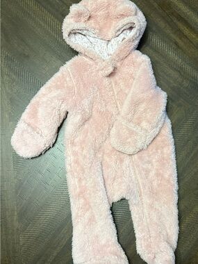 Carter's Plush Pink Hooded Footed One-Piece